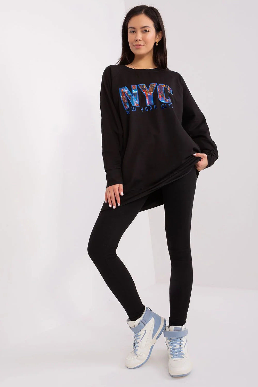 Ensemble pour femme sweat-shirt graphique leggings NYC sportswear casual black white sneakers