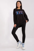 Ensemble pour femme sweat-shirt graphique leggings NYC sportswear casual black white sneakers