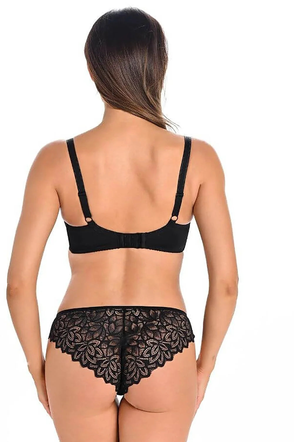 Culottes brésiliennes Teyli dentelle noire floral échancrée femme élégance confort taille élastique coton doux lingerie intime