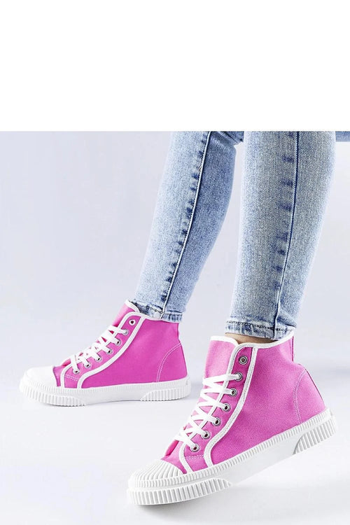 Baskets montantes pour femmes rose vif style décontracté moderne高 cut maintien cheville toile respirante semelle caoutchouc blanche