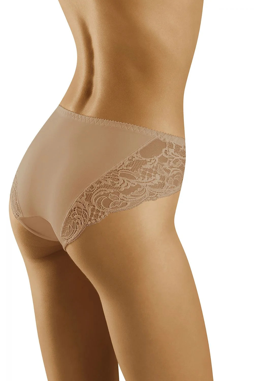 Culotte élégante en dentelle beige microfibre sexy taille basse pour femme moderne et raffinée