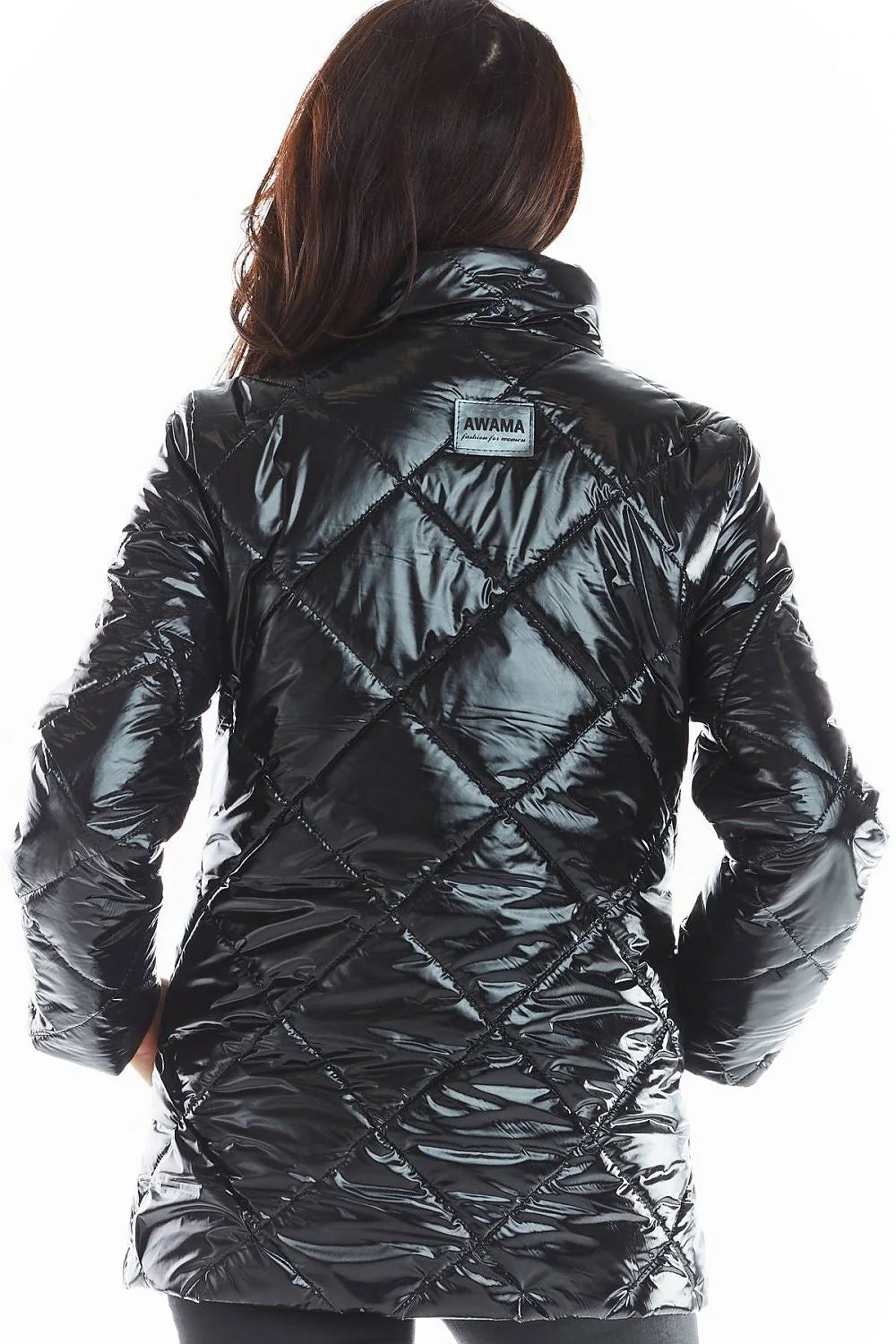 Veste matelassée femme polyester moderne élégante col relevable boutons pression poches latérales hiver stylé