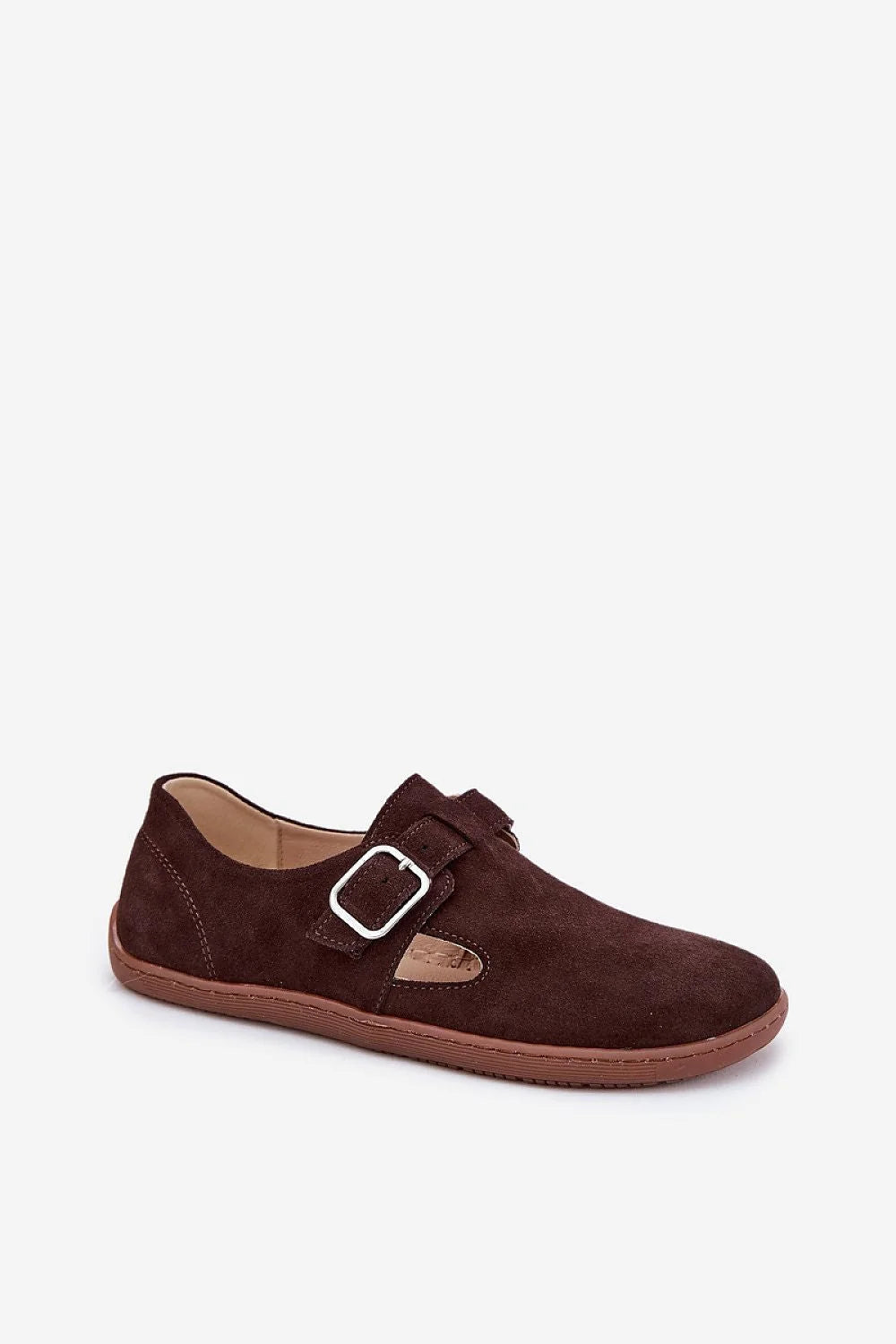 Chaussures basses Step in style design moderne cuir suédé brun foncé bride métallique femmes confortable