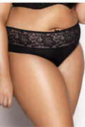 culotte femme taille haute dentelle florale transparente élégante séduisante confortable soutien optimal opaque stretch coton microfibre douce noire
