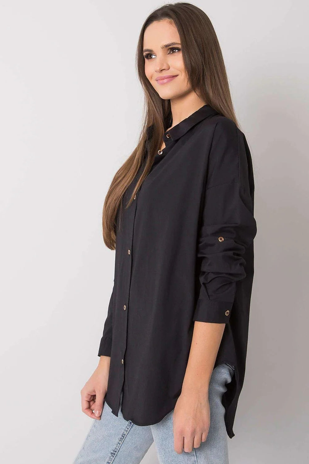 Chemise femme beige taupe ample coton polyester style décontracté élégante boutons marron oversize