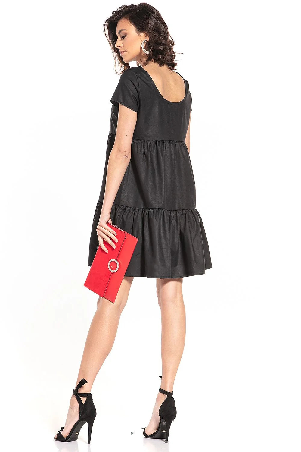 Robe femme coton 100% style moderne épuré noire manches courtes polyvalente élégante confortable