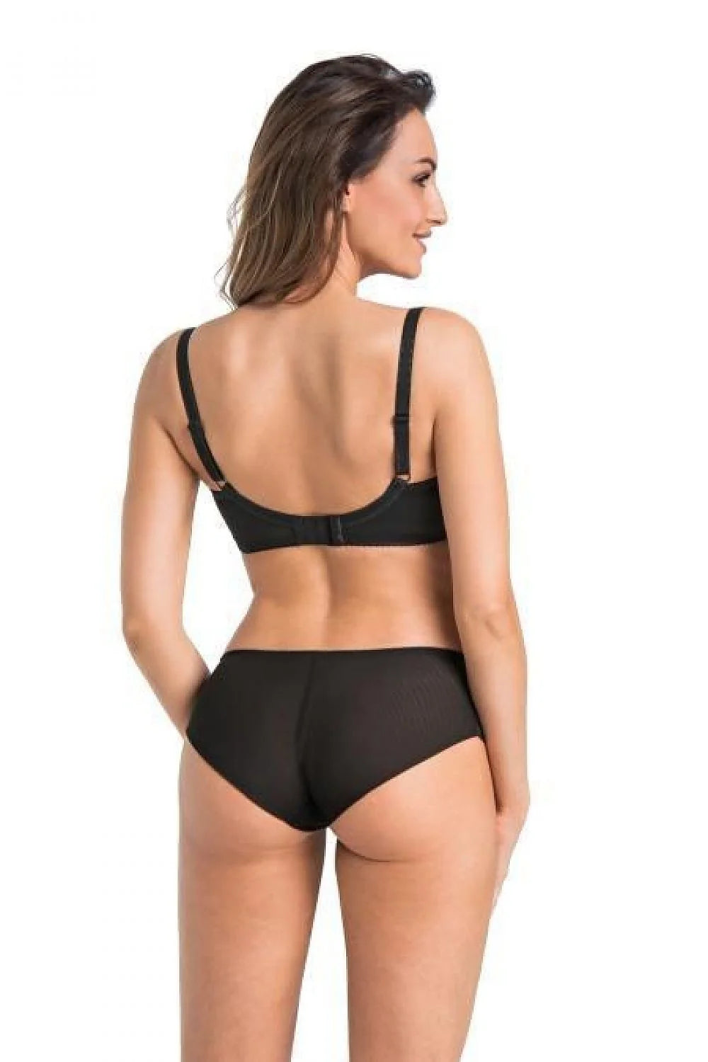 Soutien-gorge à armatures élégant dentelle motif rose noir matière haute qualité bonnets formés bretelles ajustables fermeture agrafes femme