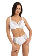 Ensemble de lingerie féminine blanche dentelle florale coton maintien confort soutien-gorge bonnets enveloppants culotte taille haute