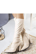 Bottes à talons Solea hautes beige cuir biologique style élégant automne hiver femmes talon aiguille ajustement confortable