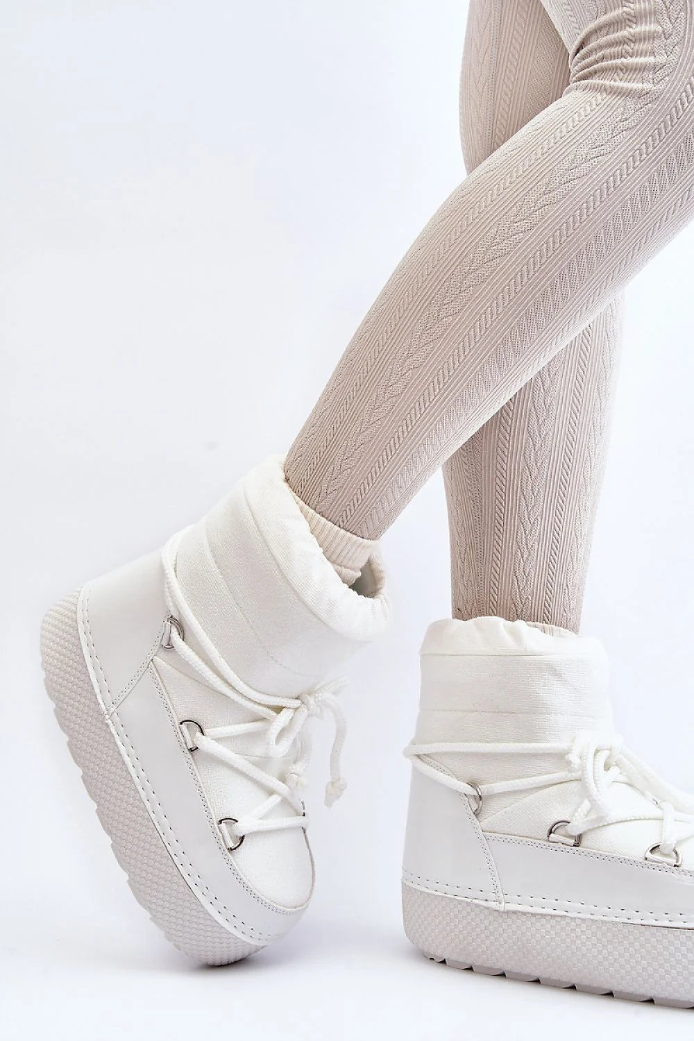 Bottines blanches en cuir synthétique style moderne confortables doublure chaude semelle antidérapante hiver femmes