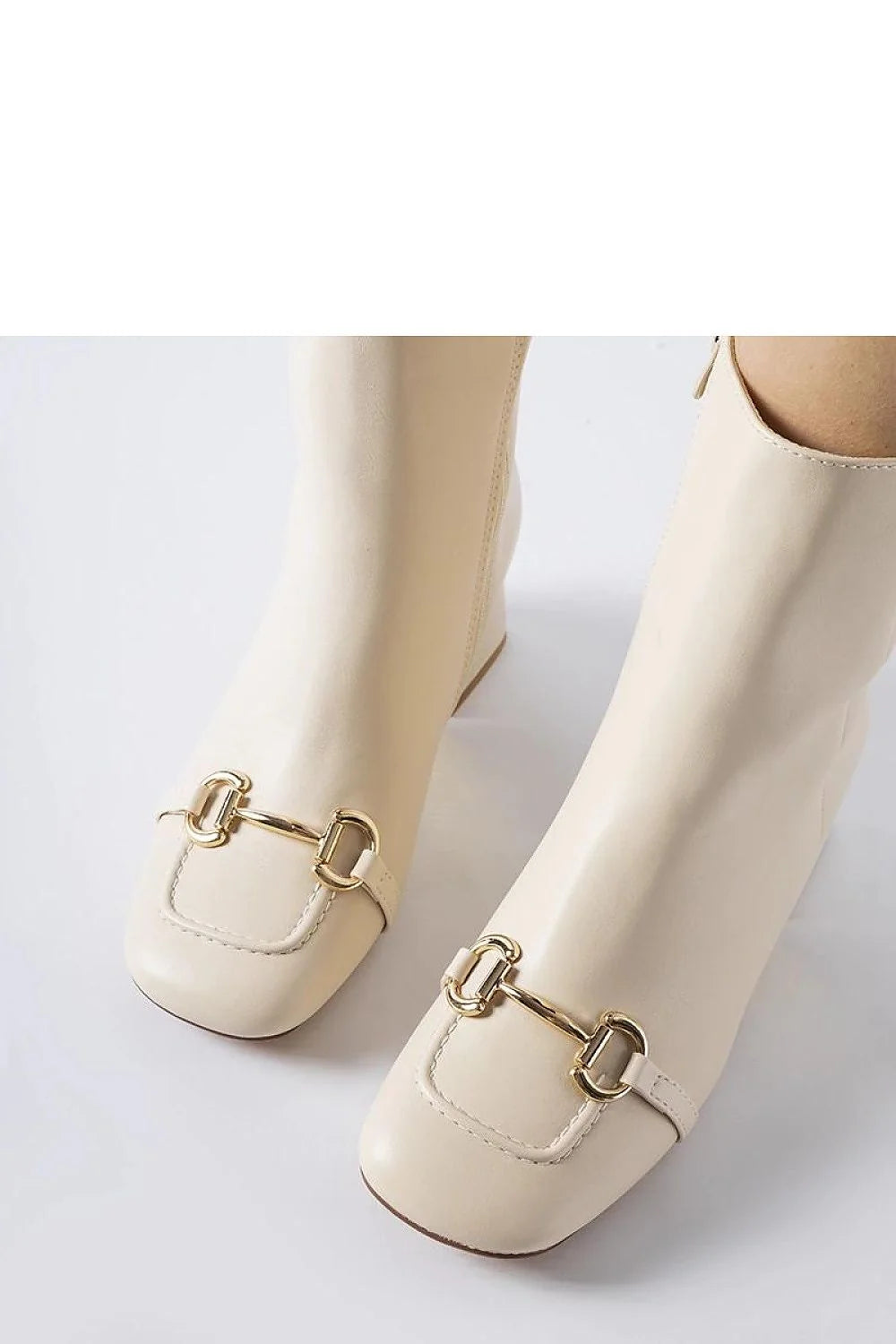 Bottines à talons larges mi-hautes design élégant moderne femmes couleur beige clair doré automne hiver fermeture éclair talon stable isolation spéciale