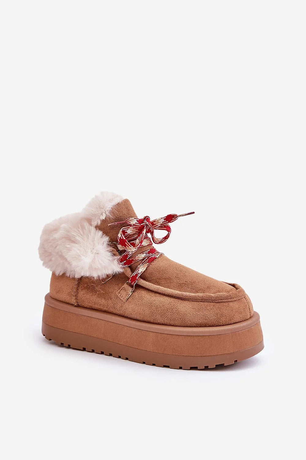 Bottes de neige Step in Style pour femmes éco-suède plateforme lacets faux fourrure solide mode hiver