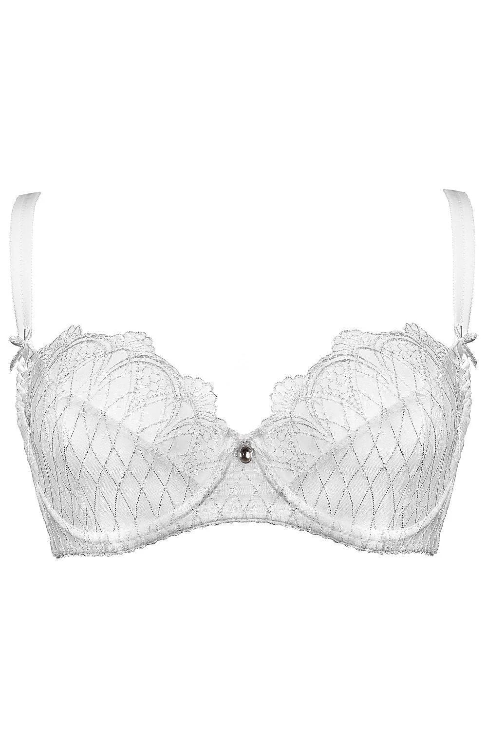 Soutien-gorge lingerie seduisant soft cups blanc classique dentelle fleur géométrique maille élastique dos Lycra bretelles ajustables bijou fermeture crochets elasthanne 15