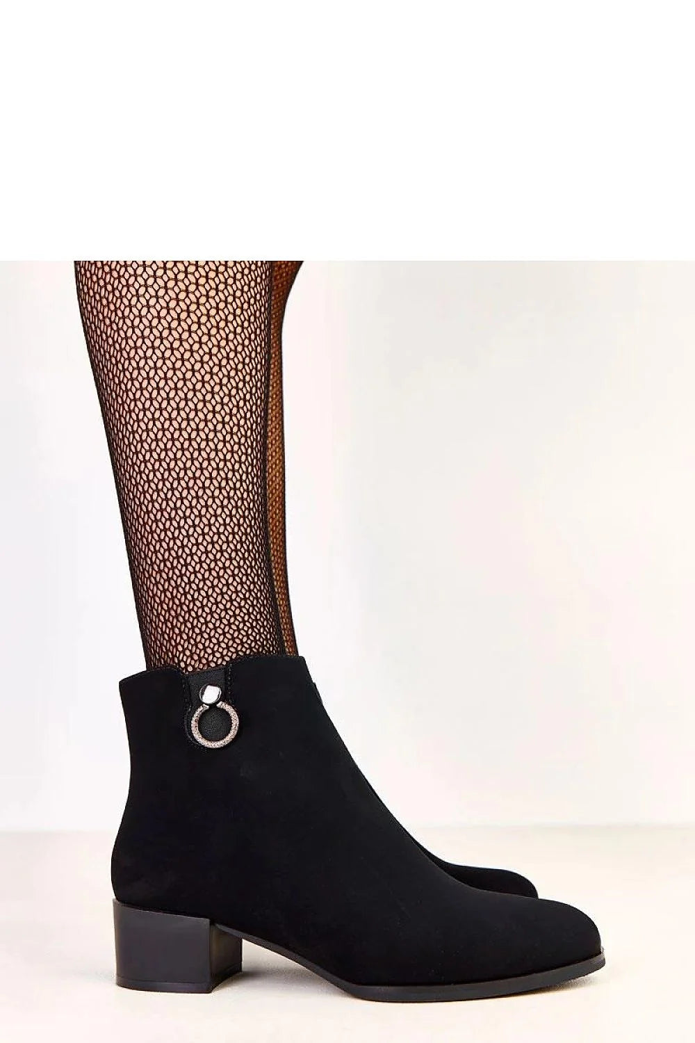 bottines femme suédine noir cheville bout arrondi talon 5 cm carré fermeture éclair bijou strass semelle antidérapante chaude confortable