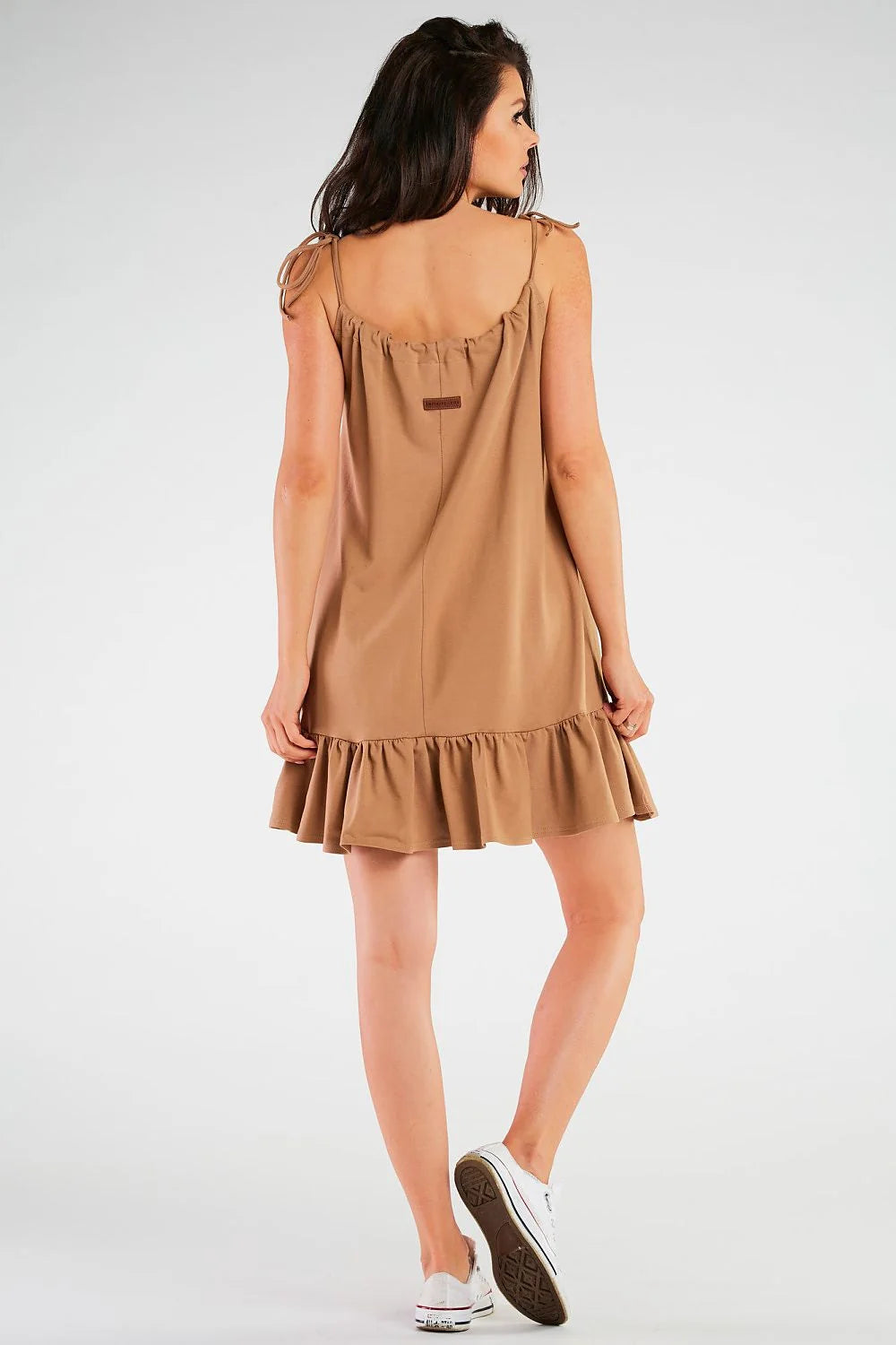 Robe d'été Infinite You sans manches en coton lycra camel évasée volant femmes enceintes occasion décontractée plage sortie