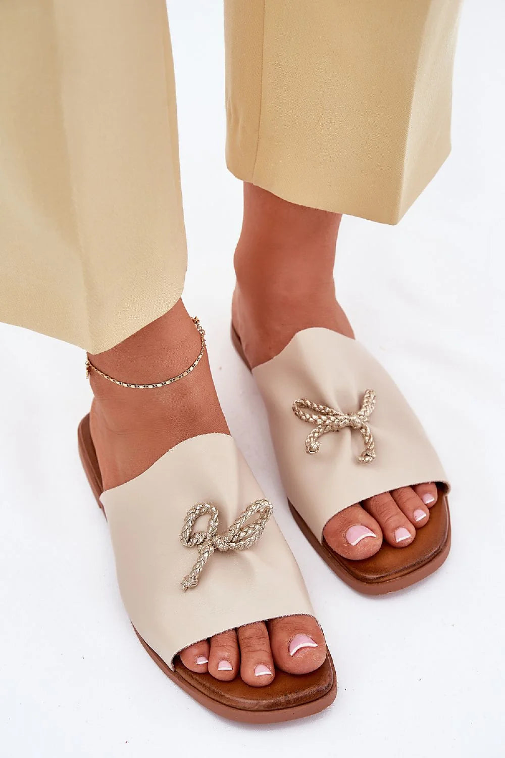 Mules ouvertes femmes élégance été 2023 style minimaliste corde tressée beige clair cuir artificiel confortable