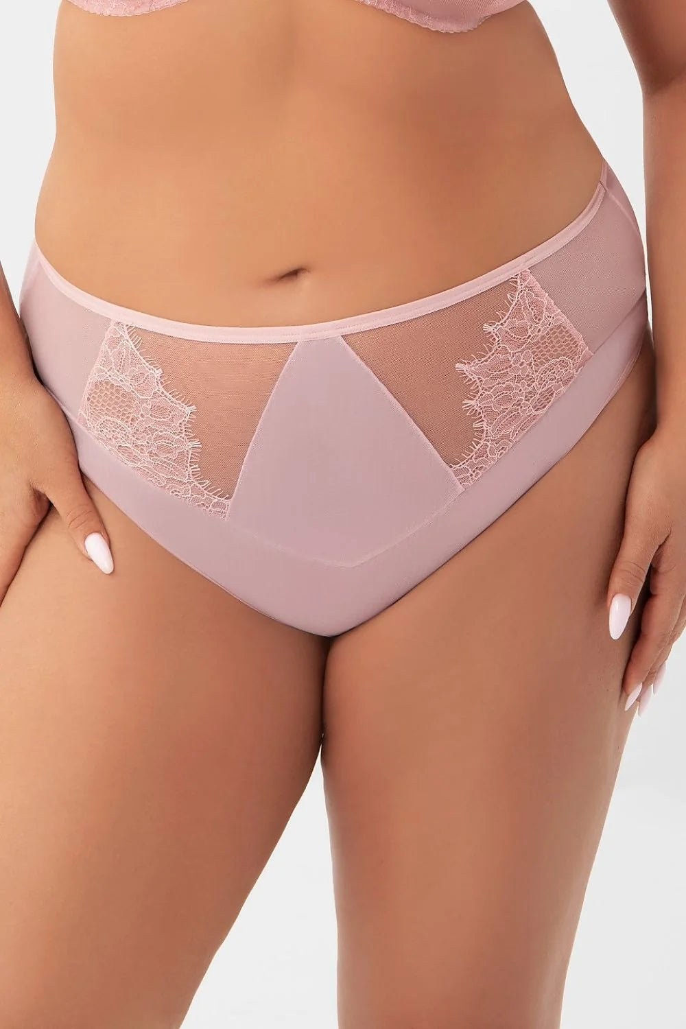culotte taille haute rose poudrée tulle dentelle brodée double dos microfibre opaque coton doublure élastique plat galbante confortable