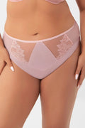culotte taille haute rose poudrée tulle dentelle brodée double dos microfibre opaque coton doublure élastique plat galbante confortable