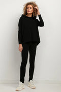 Ensemble décontracté femme haut ample capuche pantalon leggings slim noir matières certifiées OEKO-TEX Standard 100 occasions urbaines sport