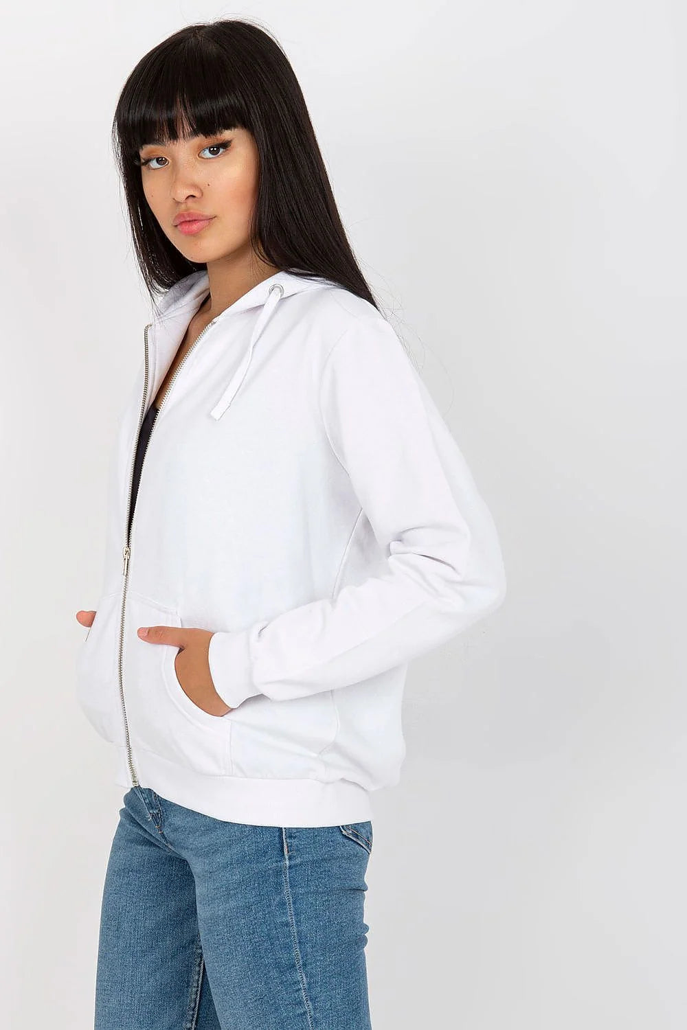 Sweatshirt femme capuche manches longues coton polyester gris foncé style casual occasion quotidienne