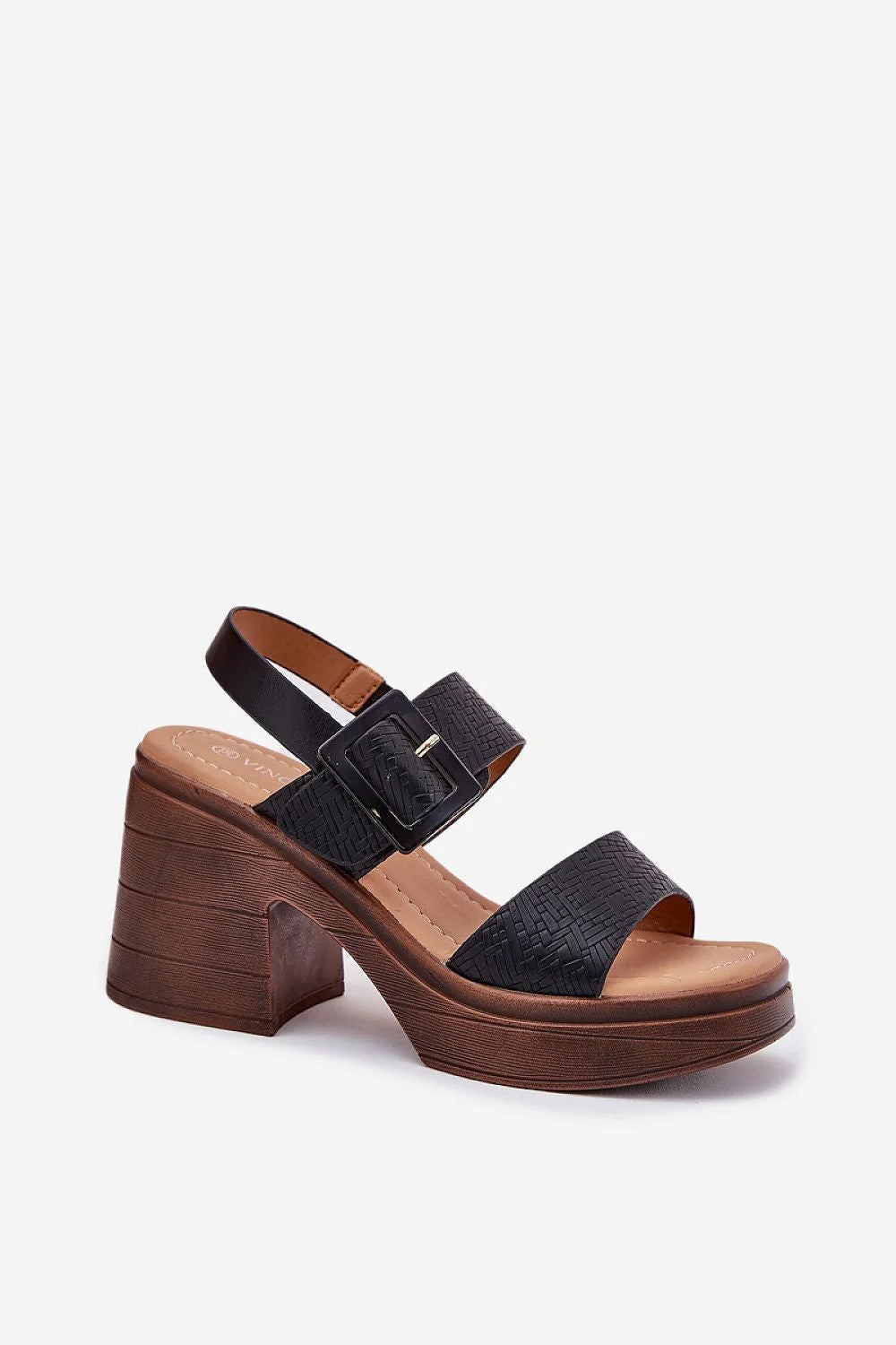 Sandales à talons massifs plateforme cuir synthétique Vinceza noir marron boisé femmes élégance moderne occasion spéciale confort stabilité