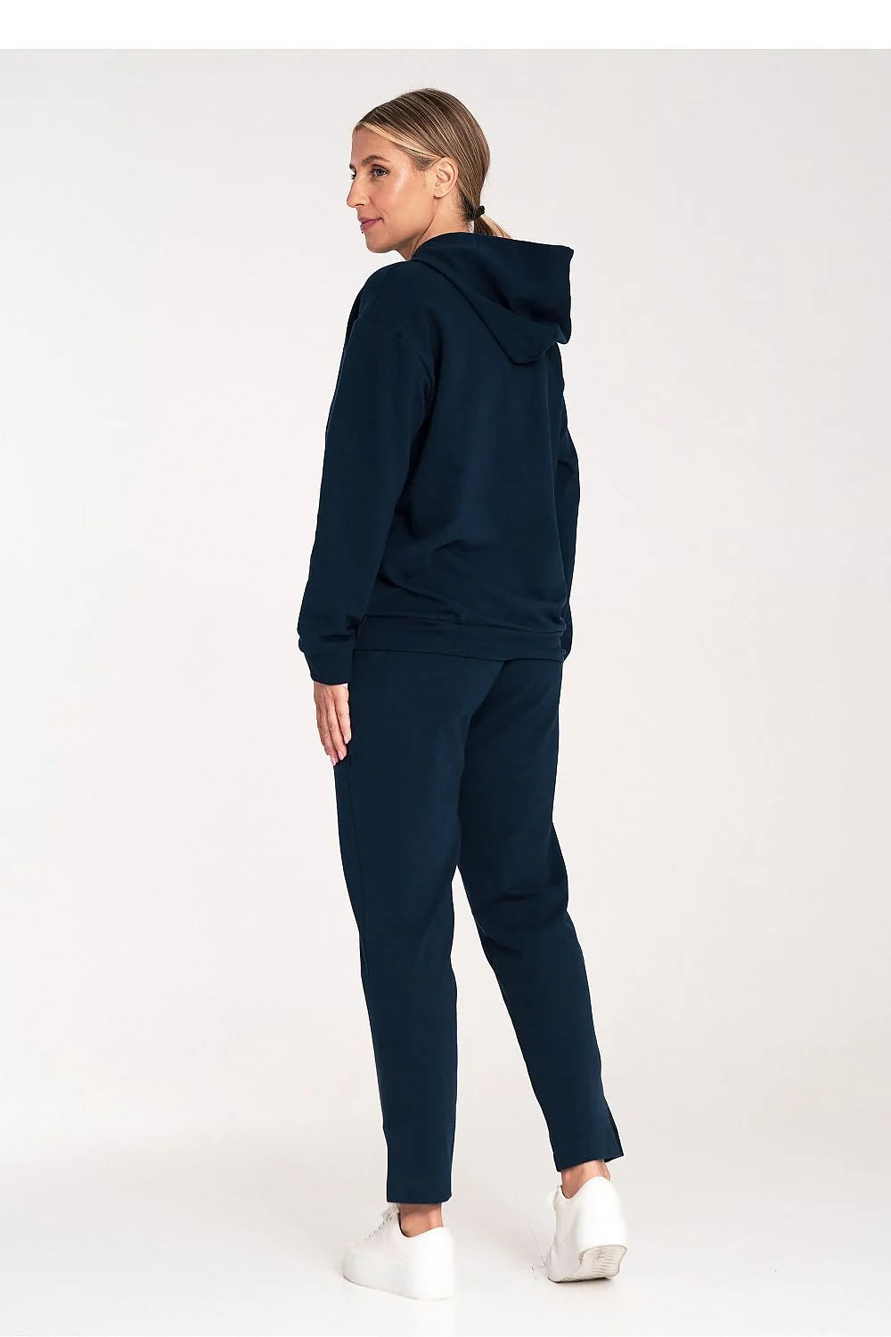 Sweatshirt Figl en coton ample col montant bleu marine manches longues élégance casual femmes