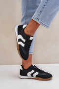 Chaussures de sport élégantes pour femme en similicuir couleur noire style décontracté confort maximal amorti optimal