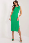 Robe de jour Italy Moda sans manches ajustée verte vif polyester elastane stretch été occasions élégance moderne