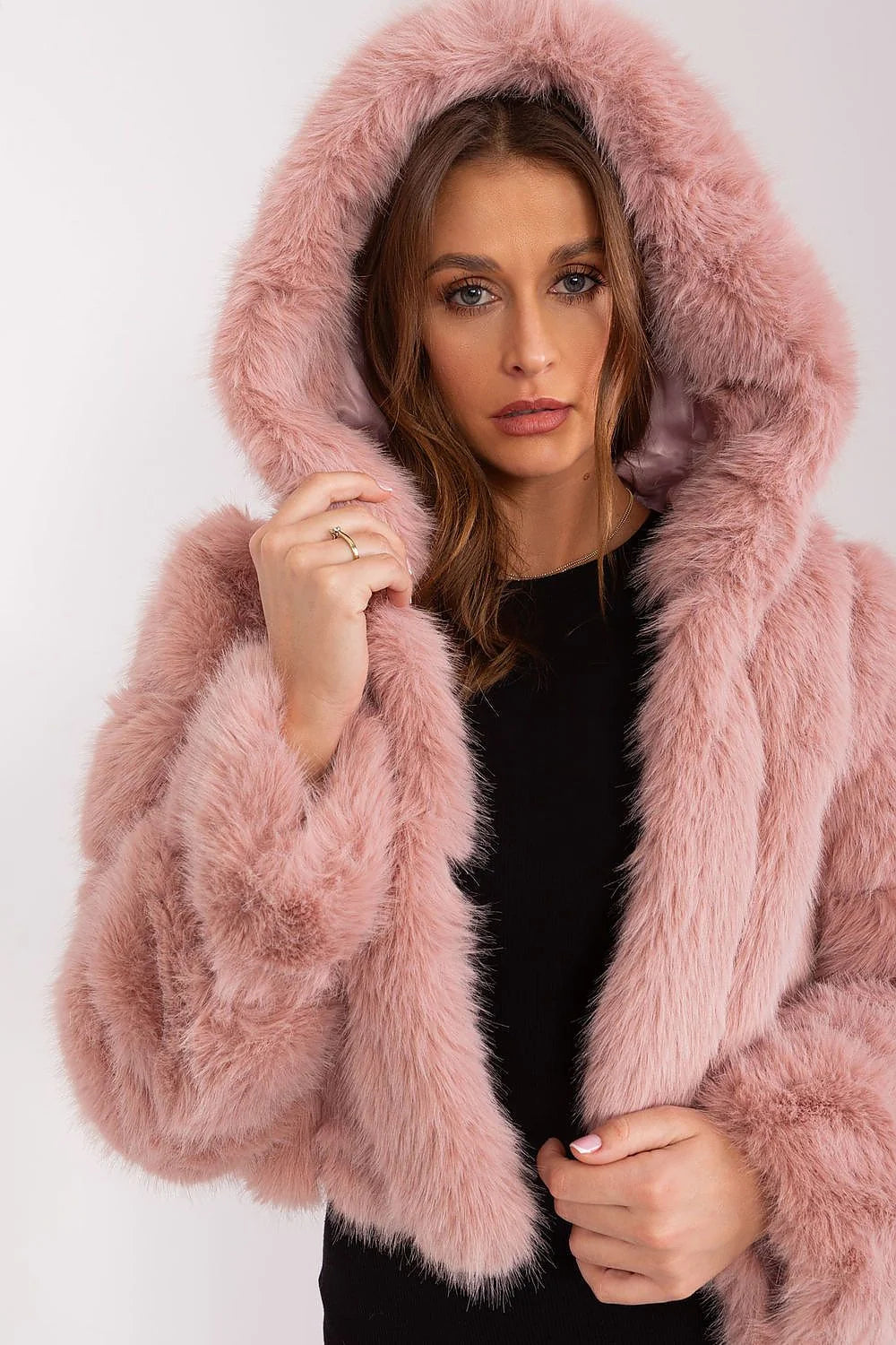 Veste en fausse fourrure rose pâle légère oversize pour femme, automne/hiver, soirée, travail