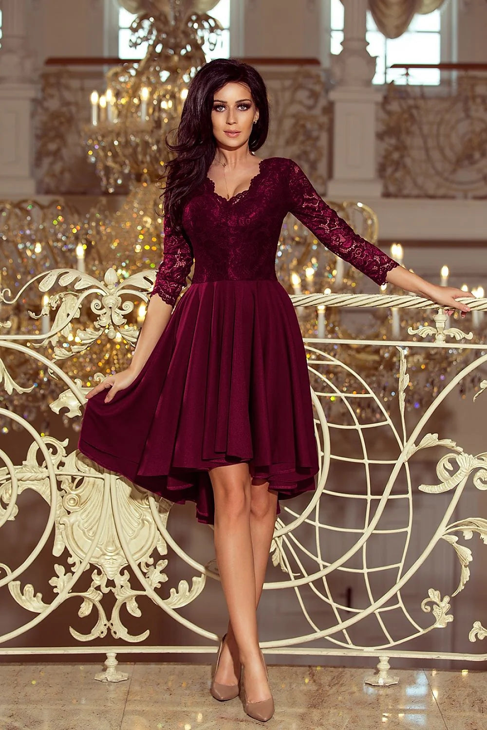 Robe de soirée en polyester viscose chic asymétrique élégante pour mariage cocktail femme moderne