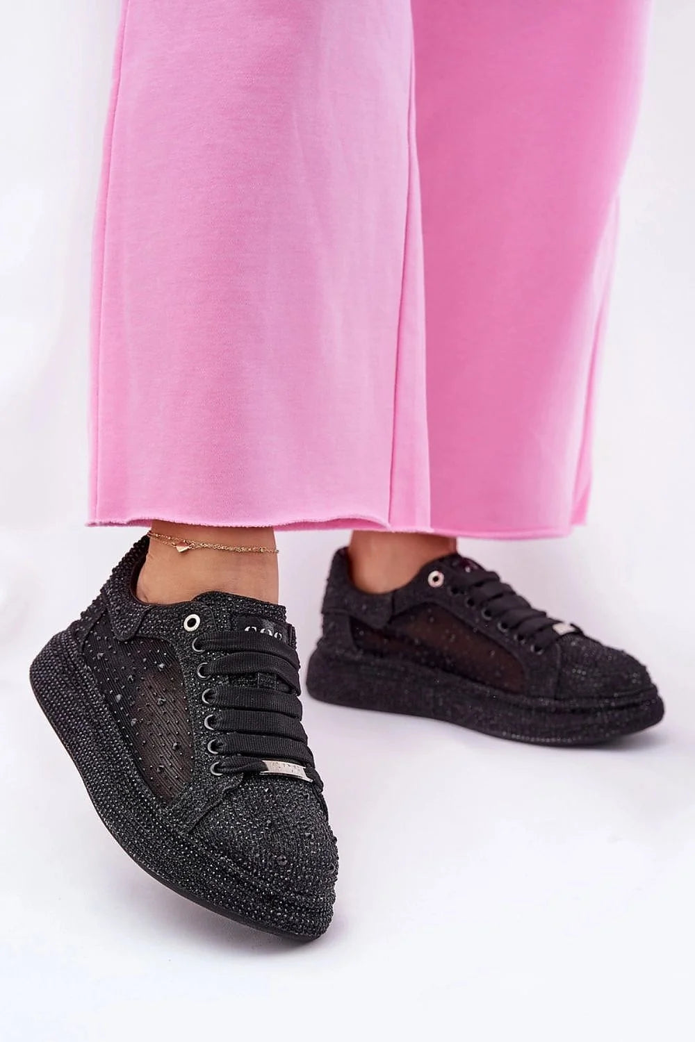 Chaussures de sport GOE modernes élégantes avec cristaux scintillants plateforme confortable tendance sneakers femmes