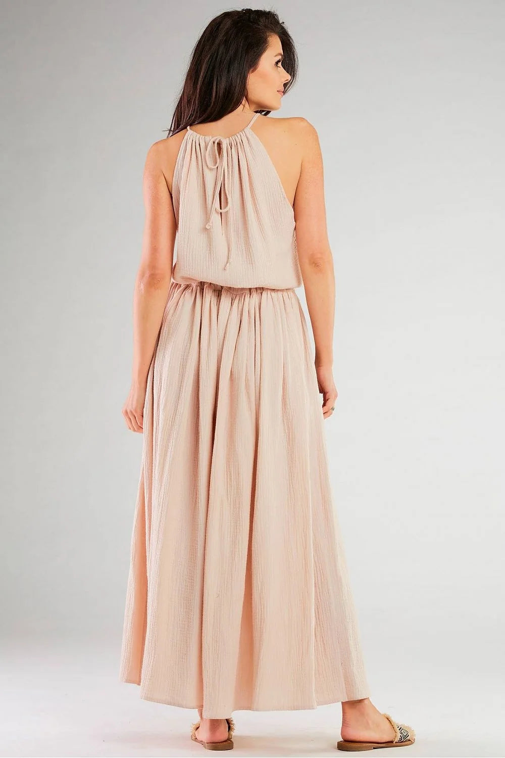 Robe de jour Infinite You style élégant fluide sans manches encolure halter coton lycra Made in Poland