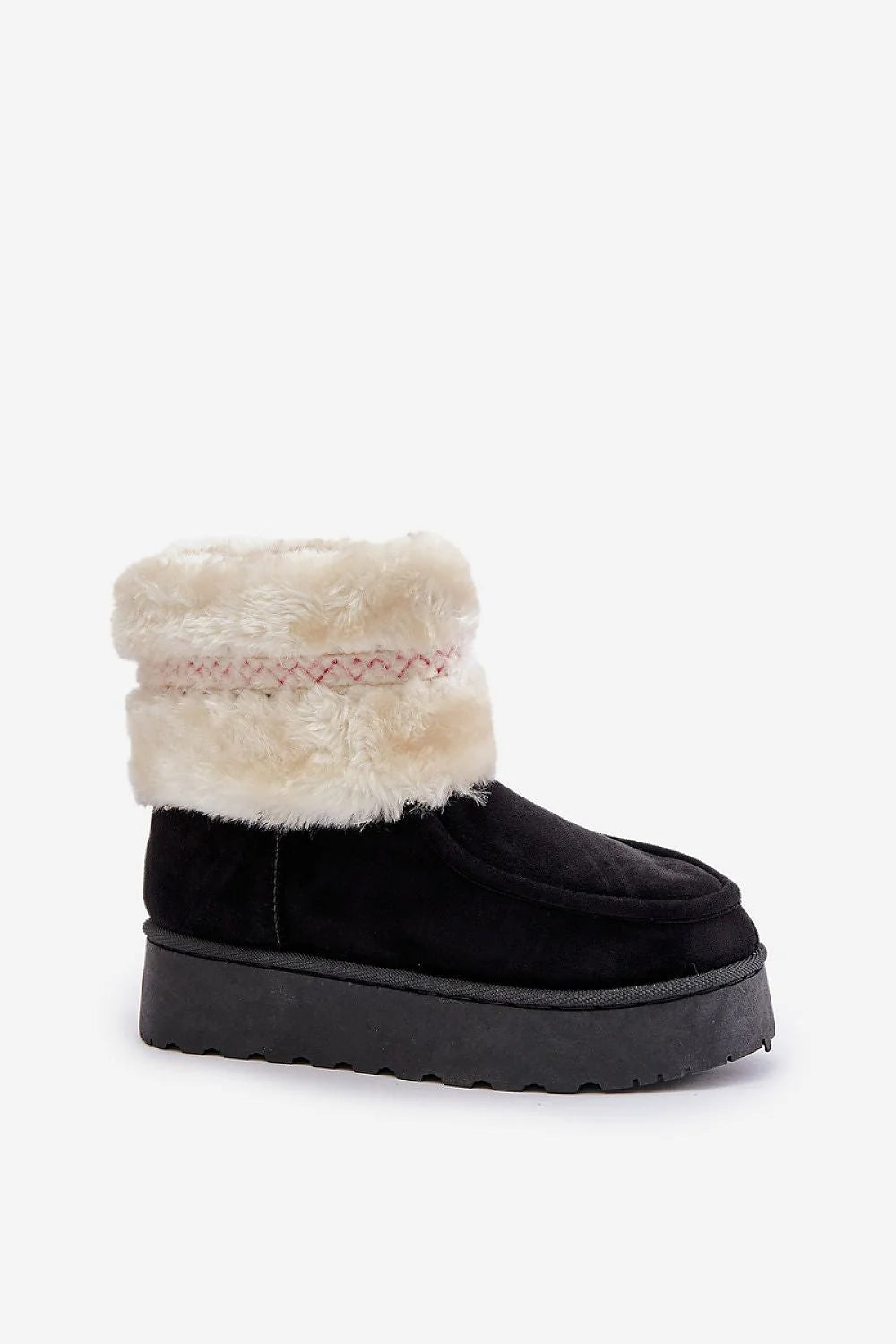 Bottes de neige Step in style femmes suède écologique fourrure blanche plateforme compensée style casual chic noir blanc rose