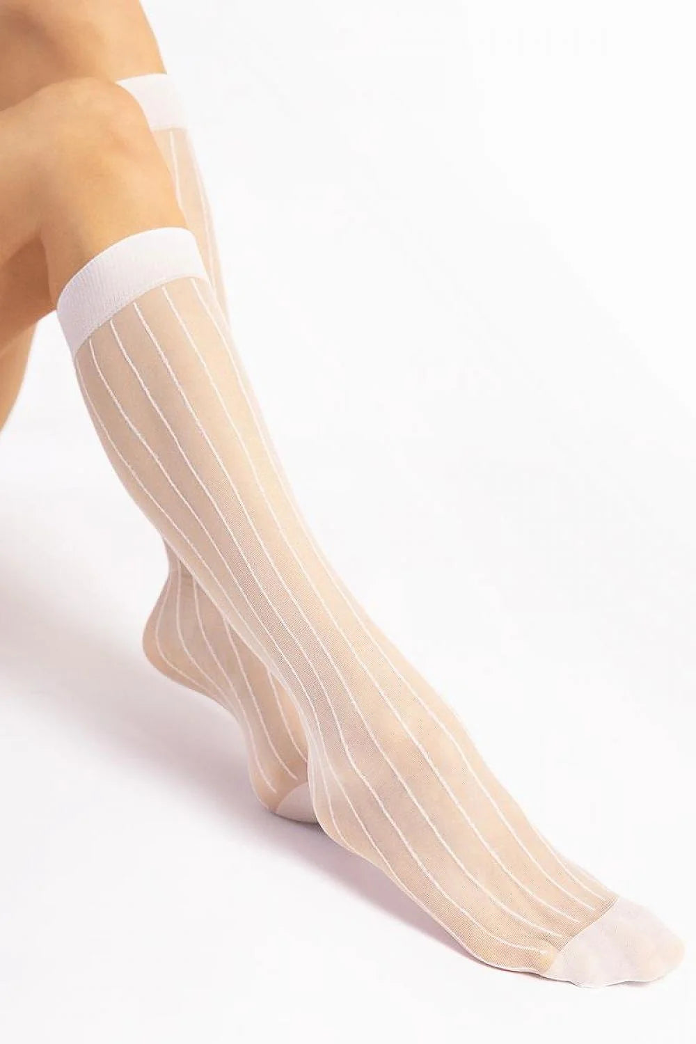 Chaussettes longues Fiore fines rayures transparentes élasthanne polyamide style moderne classique femmes ajustées confortables