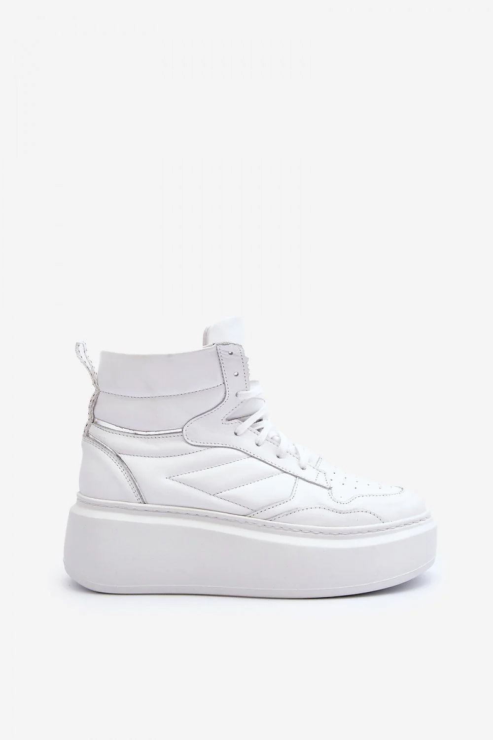 Chaussures de sport pour femmes plateforme cuir naturel design moderne haute cheville lacing perforations occasion printemps décontracté tendance streetwear