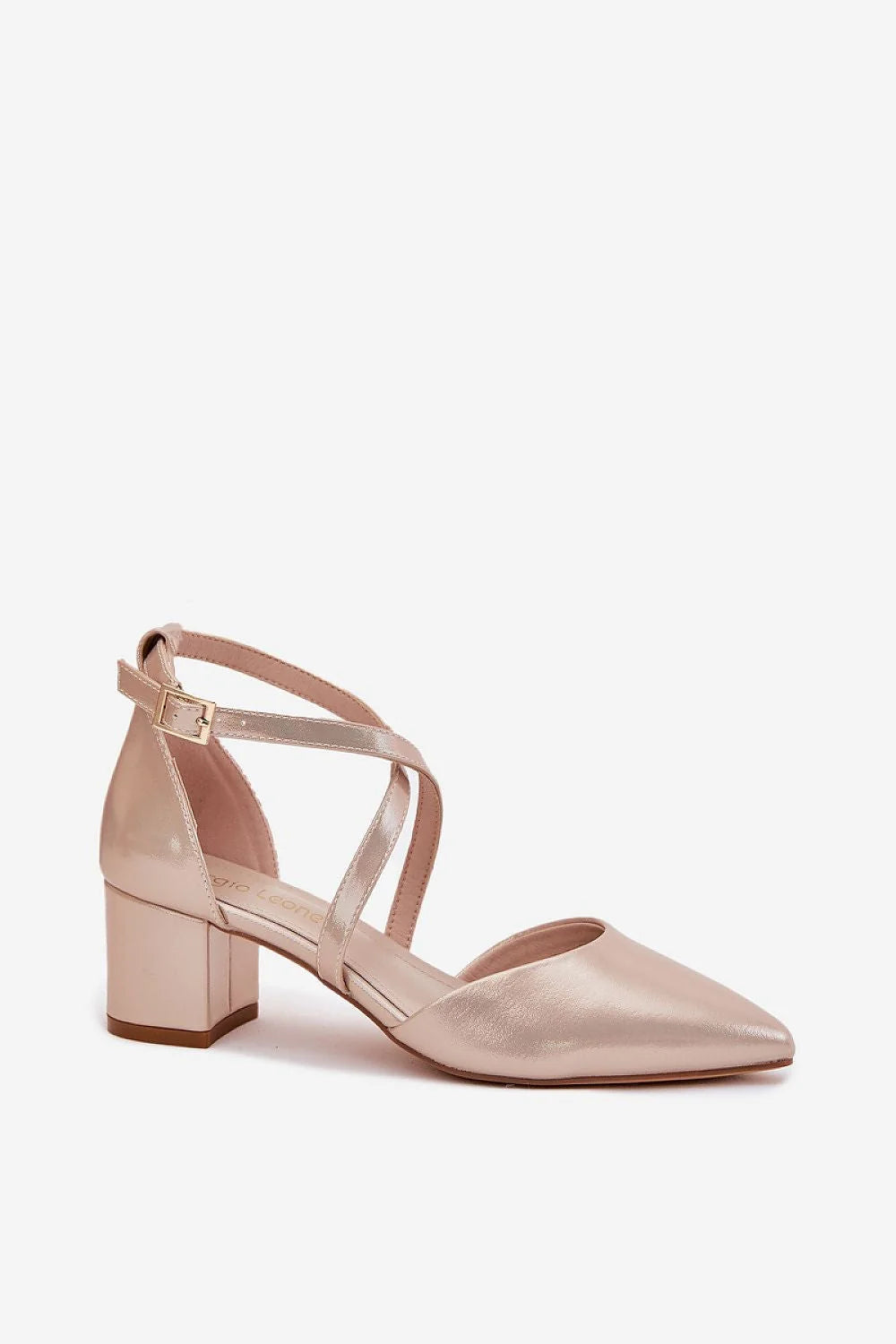 Escarpins talon large style moderne simili cuir doré métallique femmes occasion spéciale chic confortable