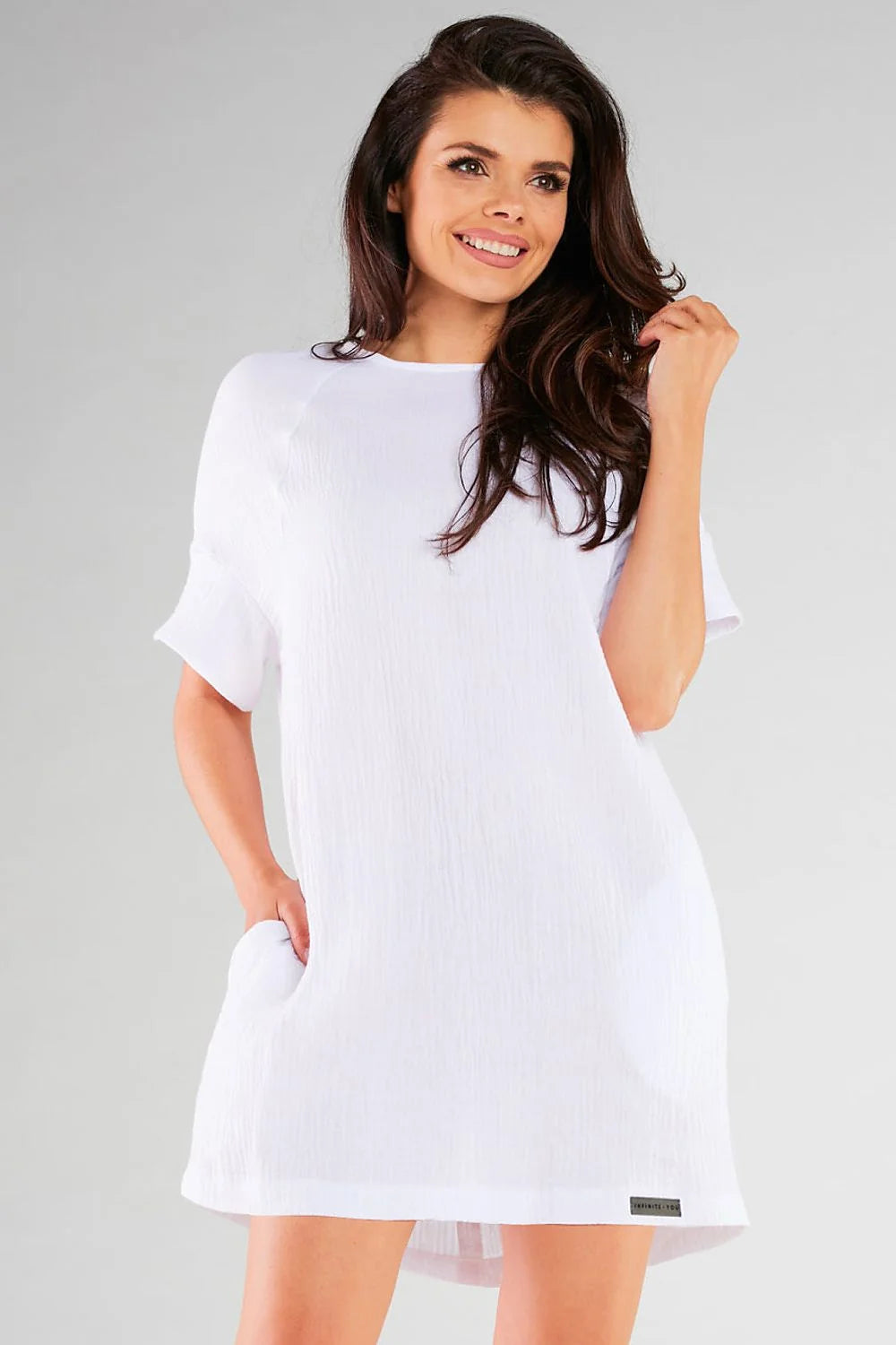 Robe de jour Infinite You courte manches courtes en coton 92% lycra 8% coupe droite taille S/M L/XL femme