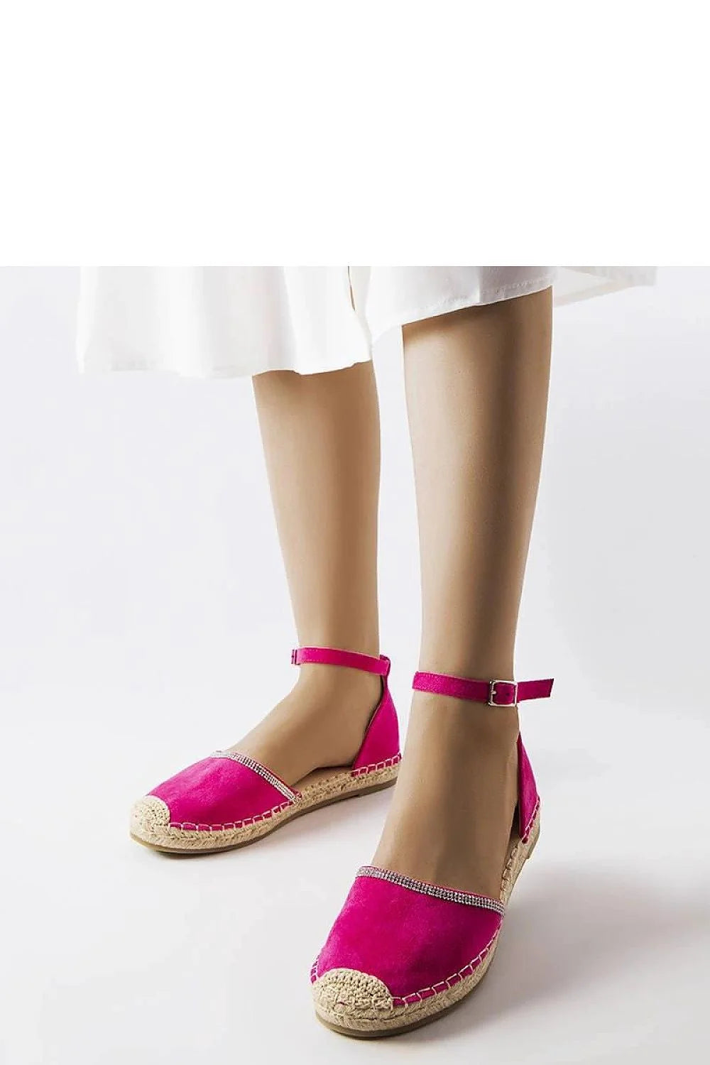 Espadrille femme rose fuchsia style classique moderne tissu corde semelle caoutchouc beige ajustable collection été 2023