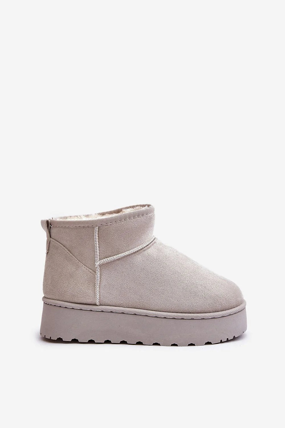 Bottines suédine écologique beige clair confortables sans lacets, semelle plateforme casual automne-hiver femmes