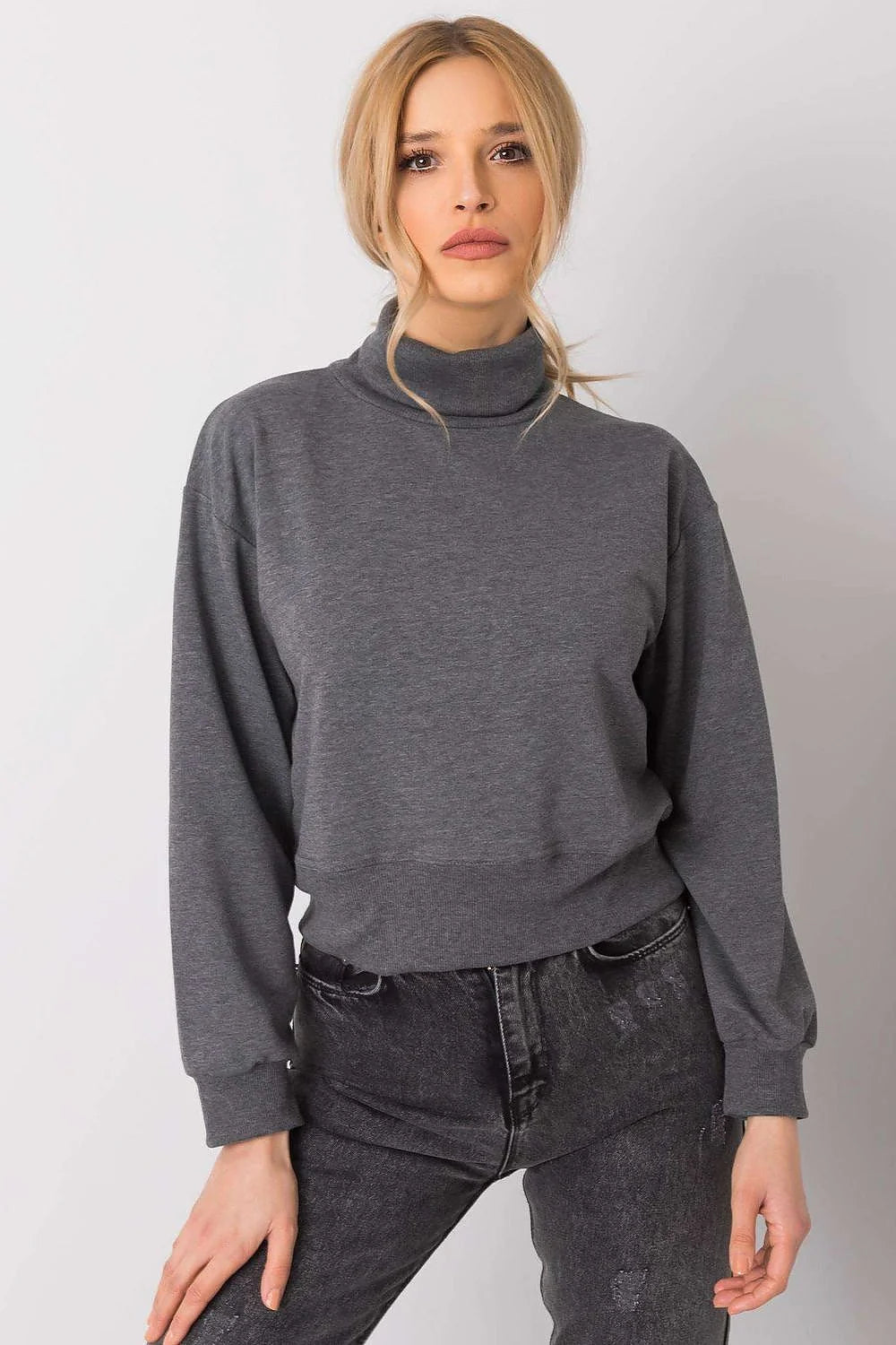 Sweatshirt femme beige coton doux col montant oversize tendance confort chic pour toutes occasions