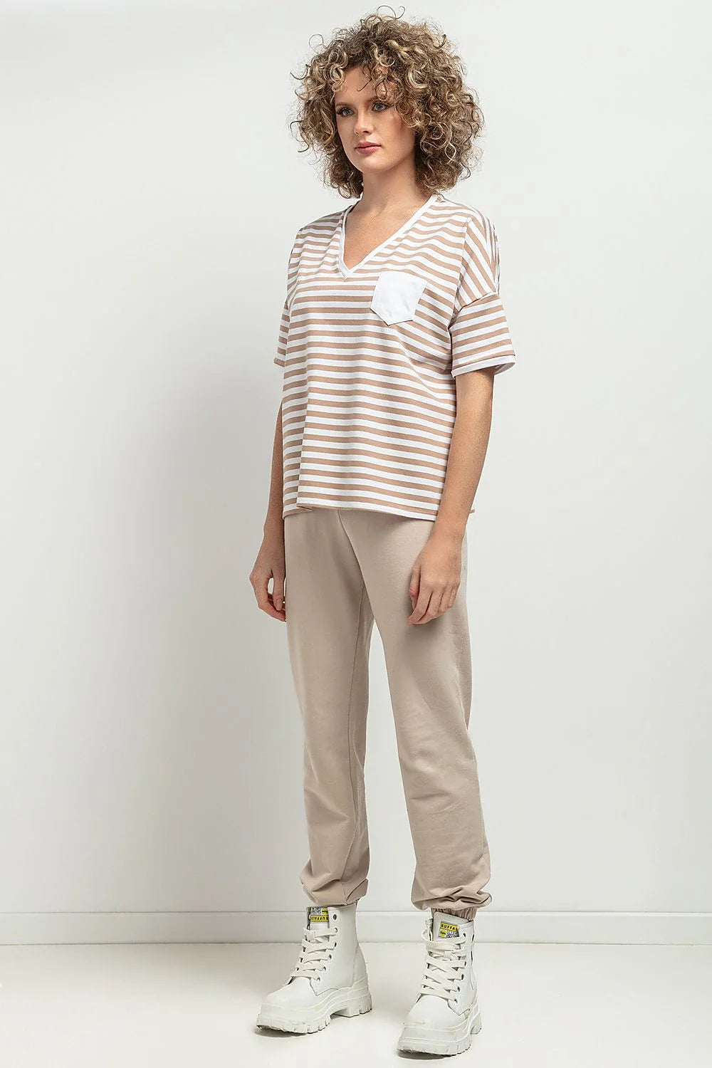 Chemisier Tessita rayé col V manches tombantes plis décoratifs blouse femme élégante décontractée occasion multiple