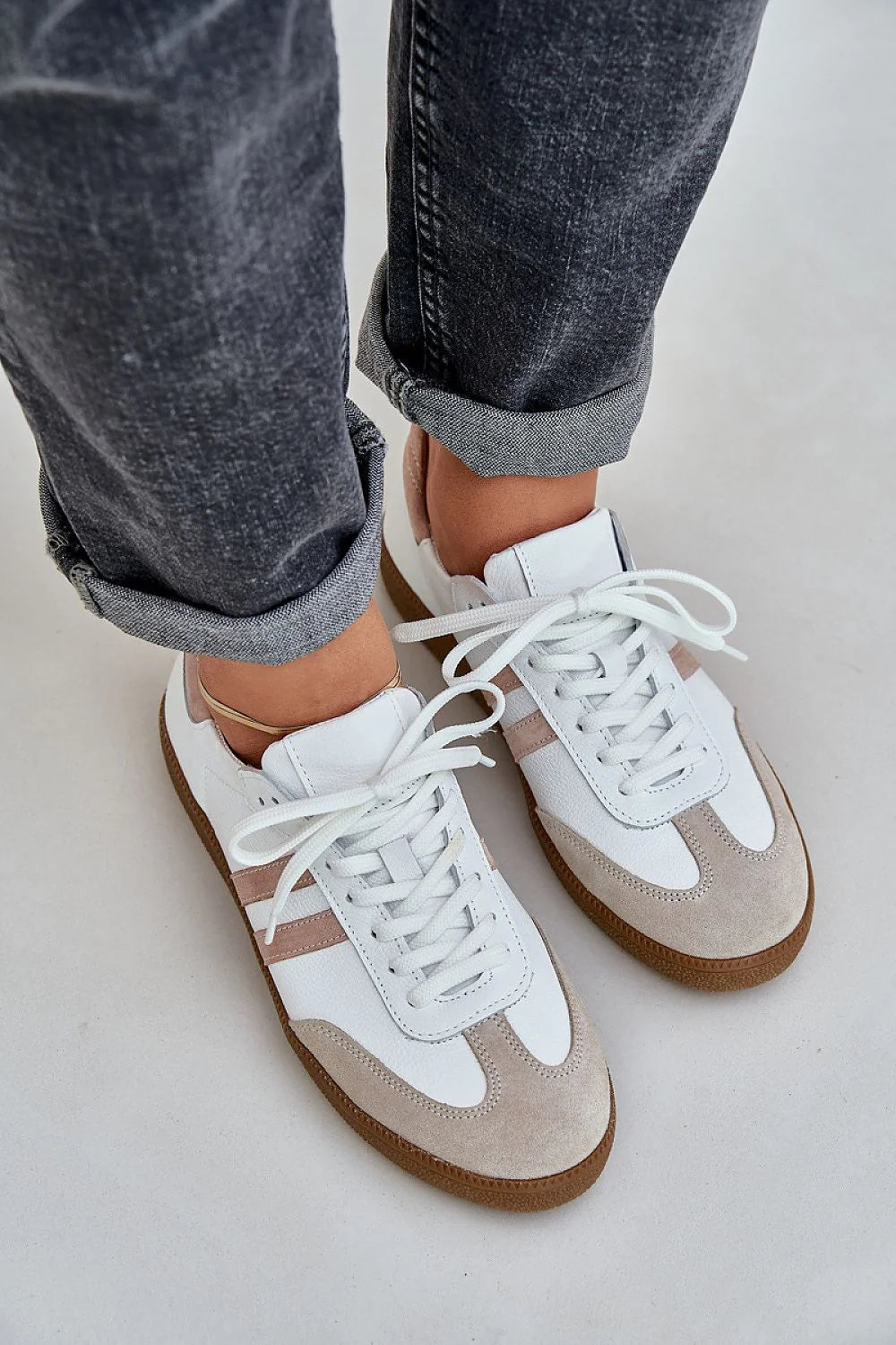 Chaussures de sport Step in style pour femmes cuir naturel style rétro confortable baskets élégantes lacets blancs occasion quotidienne décontractée