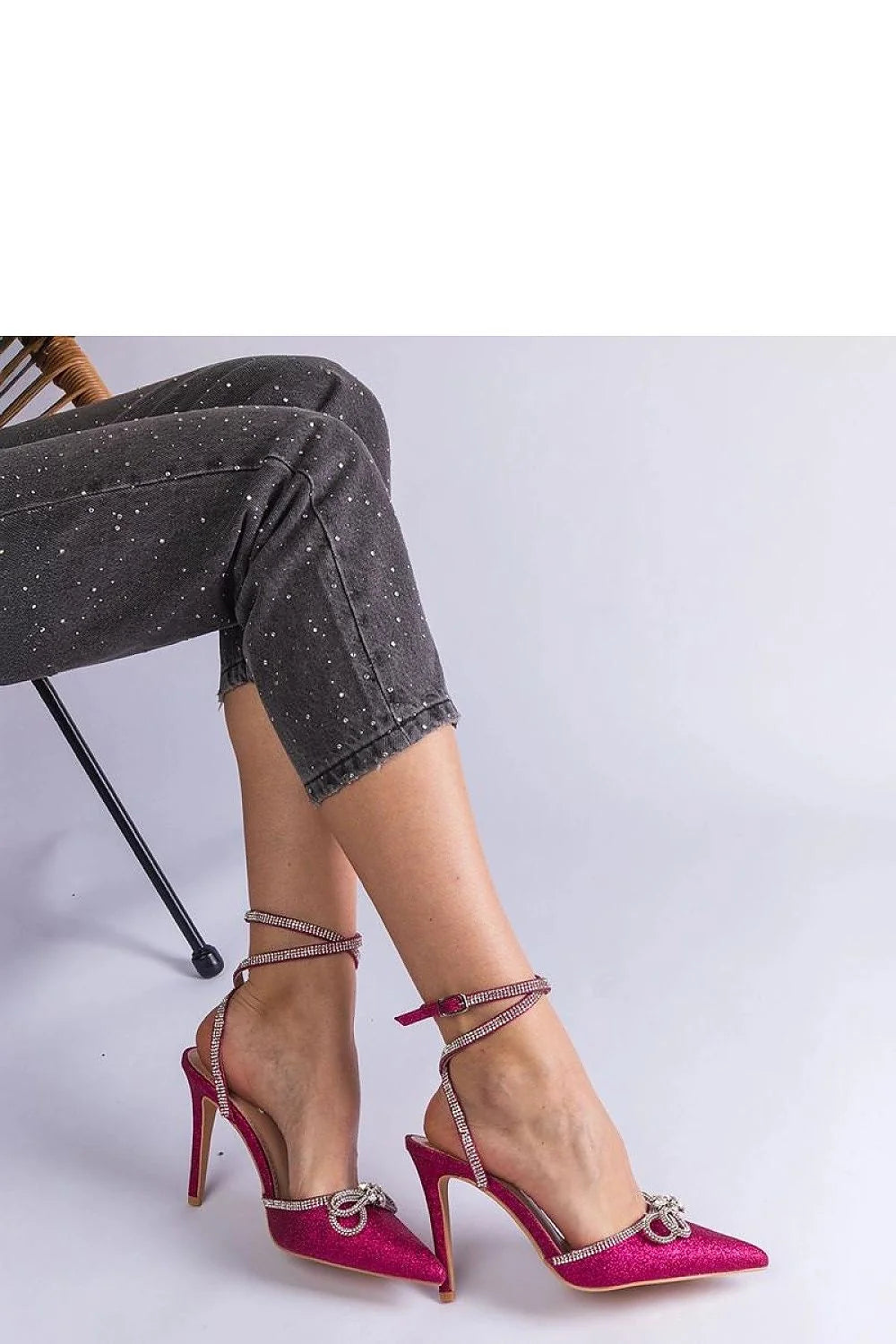 Escarpins à talons hauts Solea élégants design raffiné rose vif strass cristaux bride talons aiguilles occasion spéciale femmes