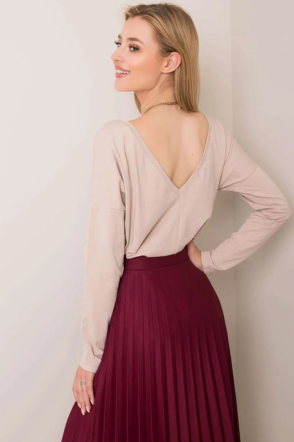 Chemisier femme coton manches longues élégant décontracté col rond gris clair casual moderne mode
