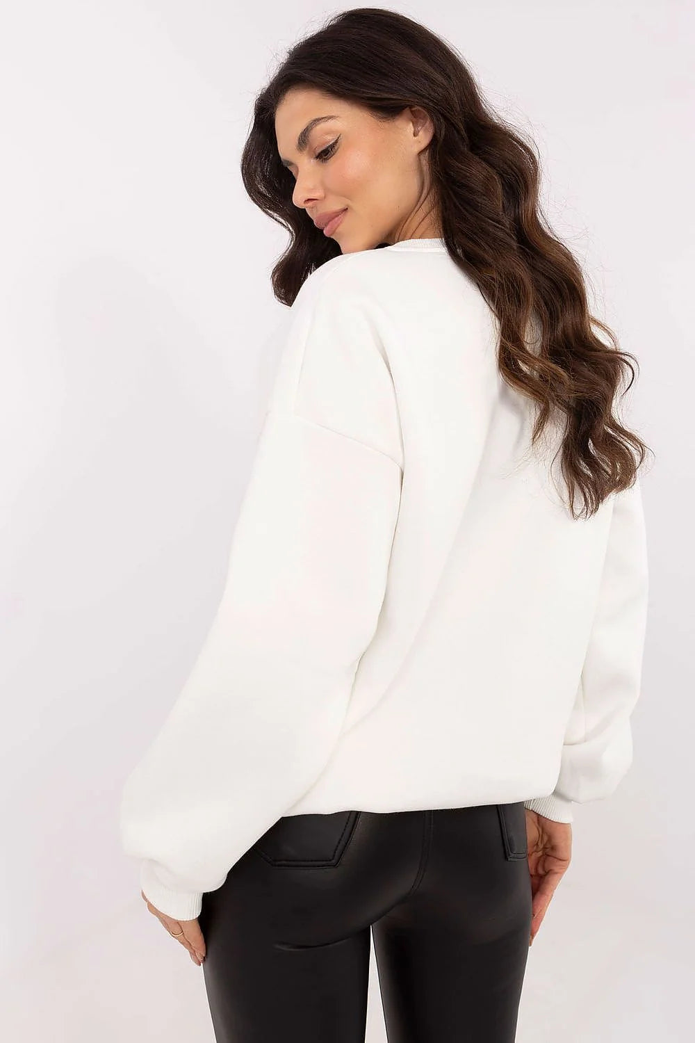 Sweatshirt Harvard brodé blanc manches longues col rond femmes tendance casual