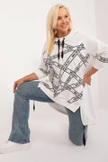 Sweatshirt femme style streetwear motif graphique I DO NOT CARE noir et blanc coupe ample capuche manches longues elastiques