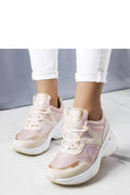 baskets femmes chunky compensées athleisure modernes élégantes beige rose pâle blanc métallisées mesh respirant similicuir matelassé semelle plateforme antidérapante confort