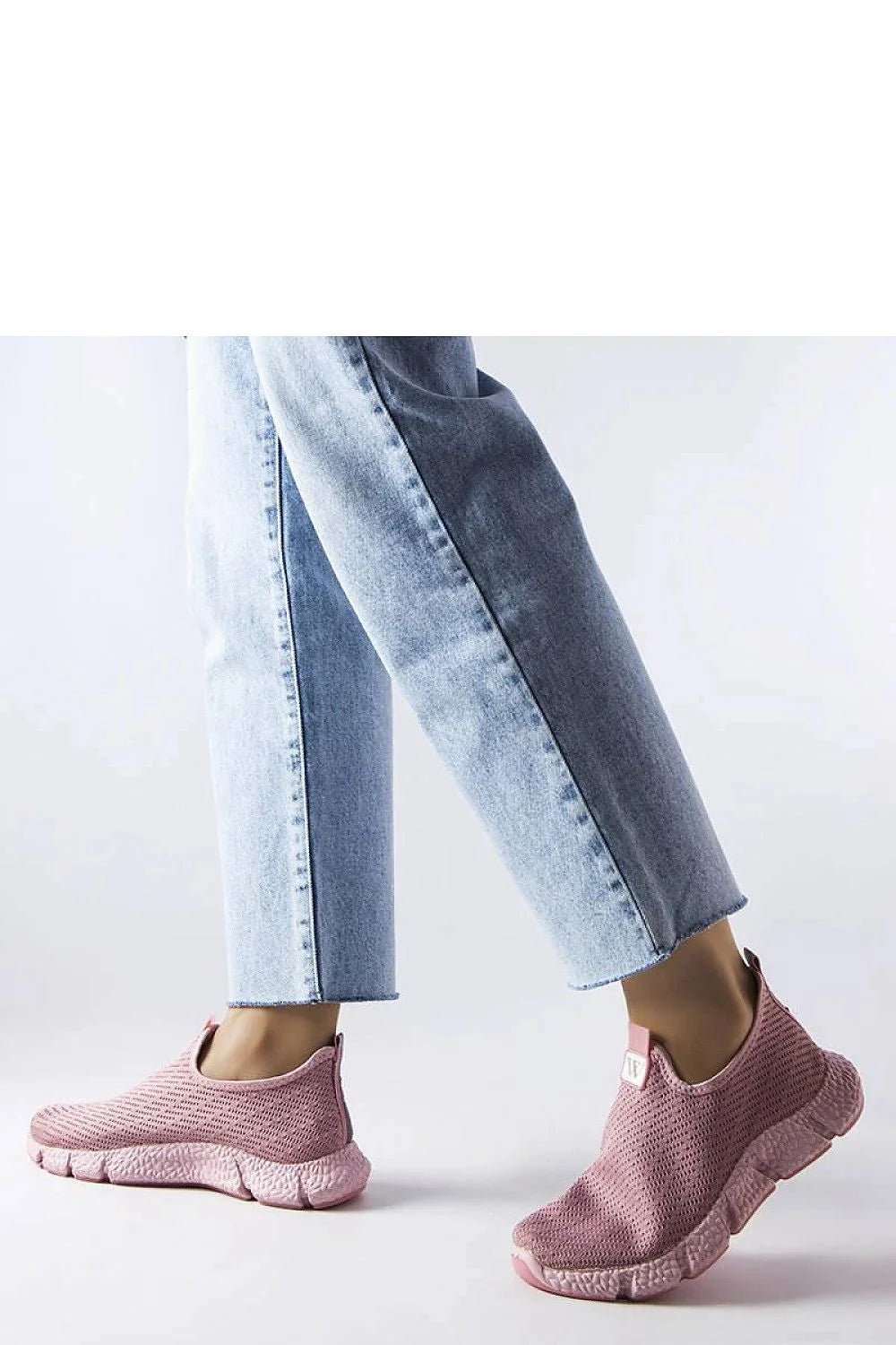 Chaussures de sport basses pour femmes style slip-on maille respirante rose pâle semelle amortie confortable