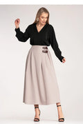 Jupe Figl élégante longue en polyester 95% élasthanne 5% avec plis subtils et bandes latérales stylées pour femmes