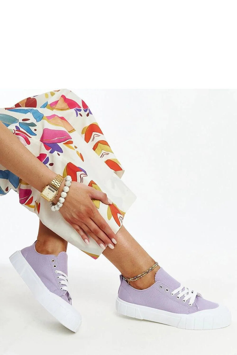 baskets Solea lavande violet femme basses plateforme toile canvas lacets blancs semelle caoutchouc rainurée confort durable mode casual estival